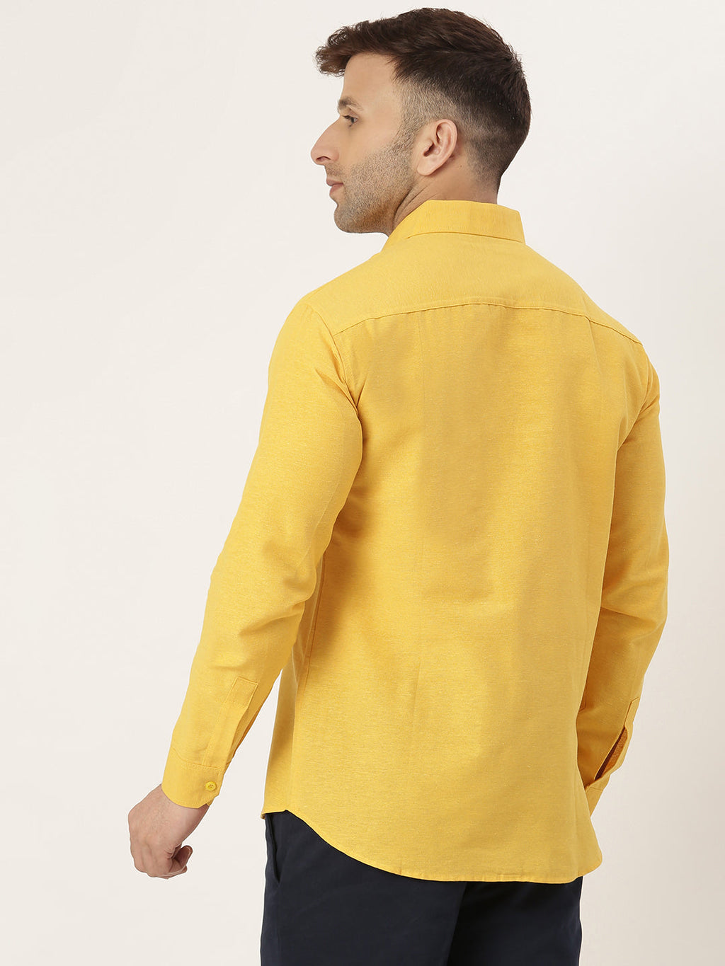 RIAG Yellow Men's Full Sleeves Solid Shirt | Grocsy