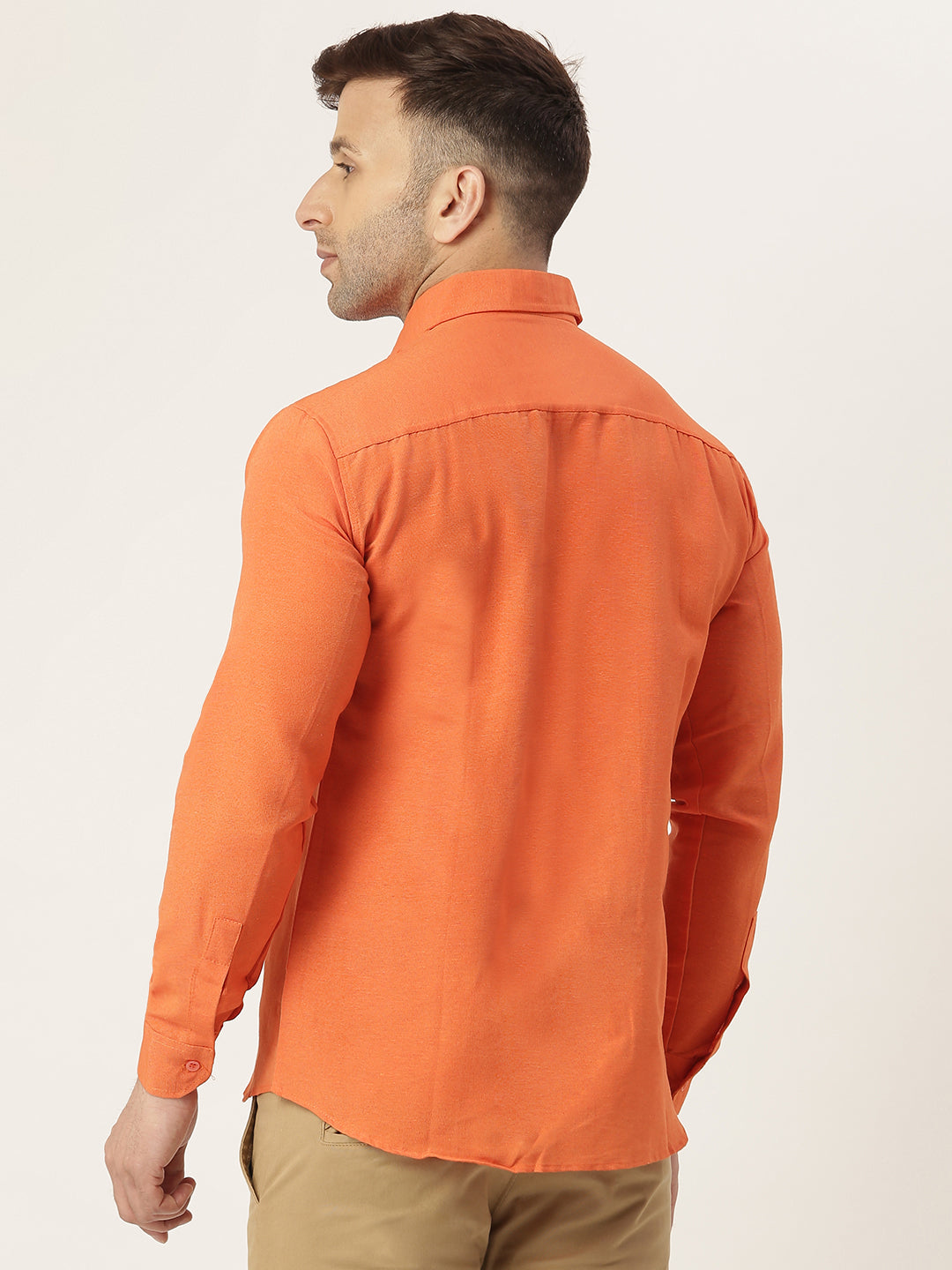 RIAG Orange Men's Full Sleeves Solid Shirt | Grocsy