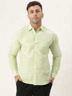 RIAG Green Men's Full Sleeves Solid Shirt | Grocsy