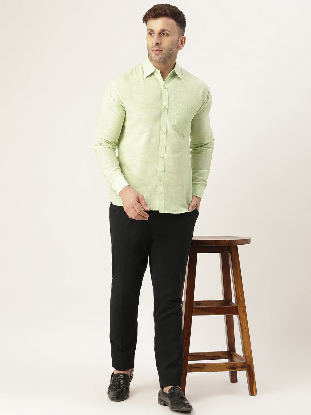 RIAG Green Men's Full Sleeves Solid Shirt | Grocsy