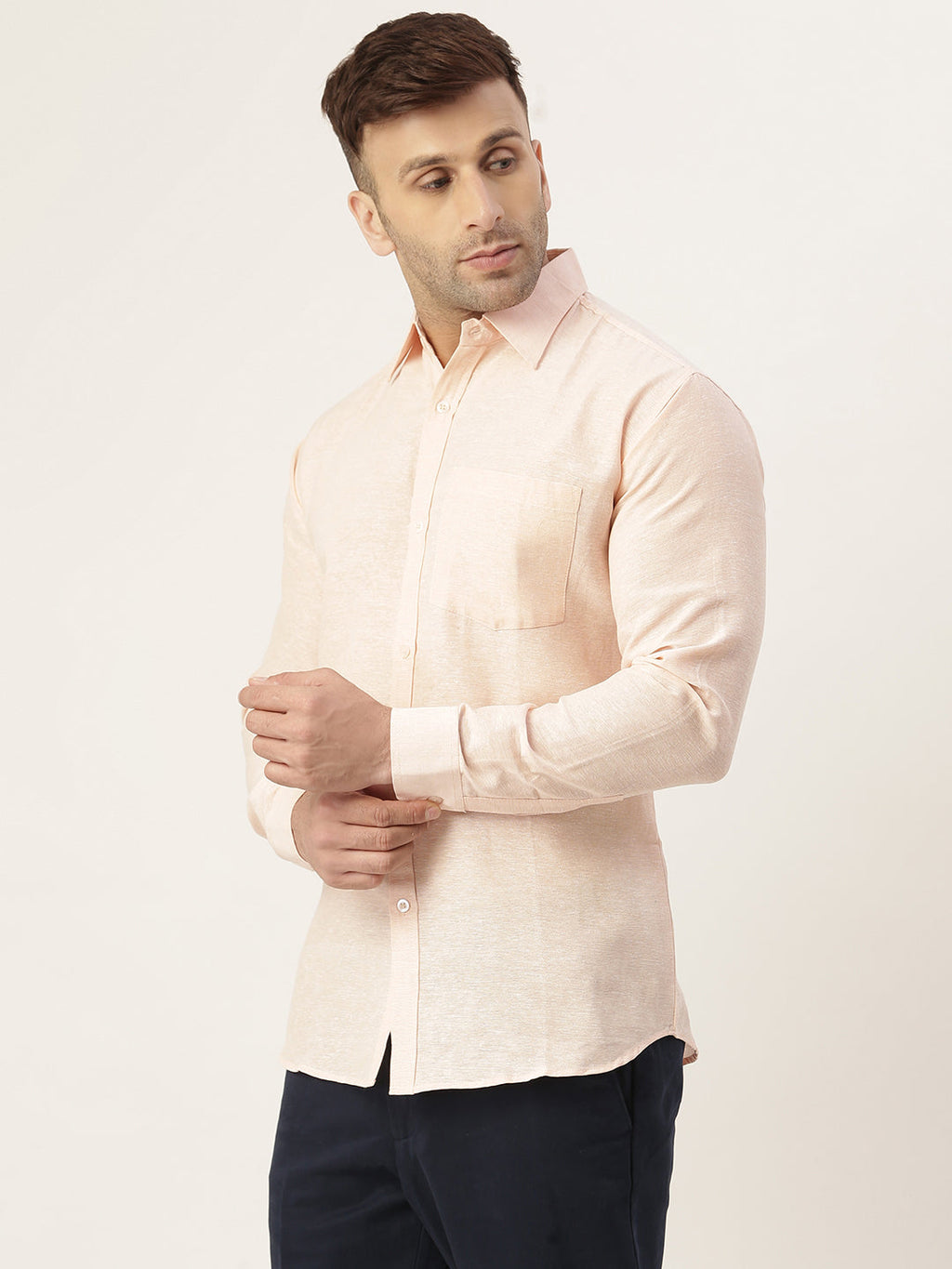 RIAG Beige Men's Full Sleeves Solid Shirt | Grocsy