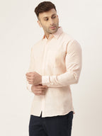 RIAG Beige Men's Full Sleeves Solid Shirt | Grocsy