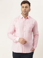 RIAG Pink Men's Full Sleeves Solid Shirt | Grocsy