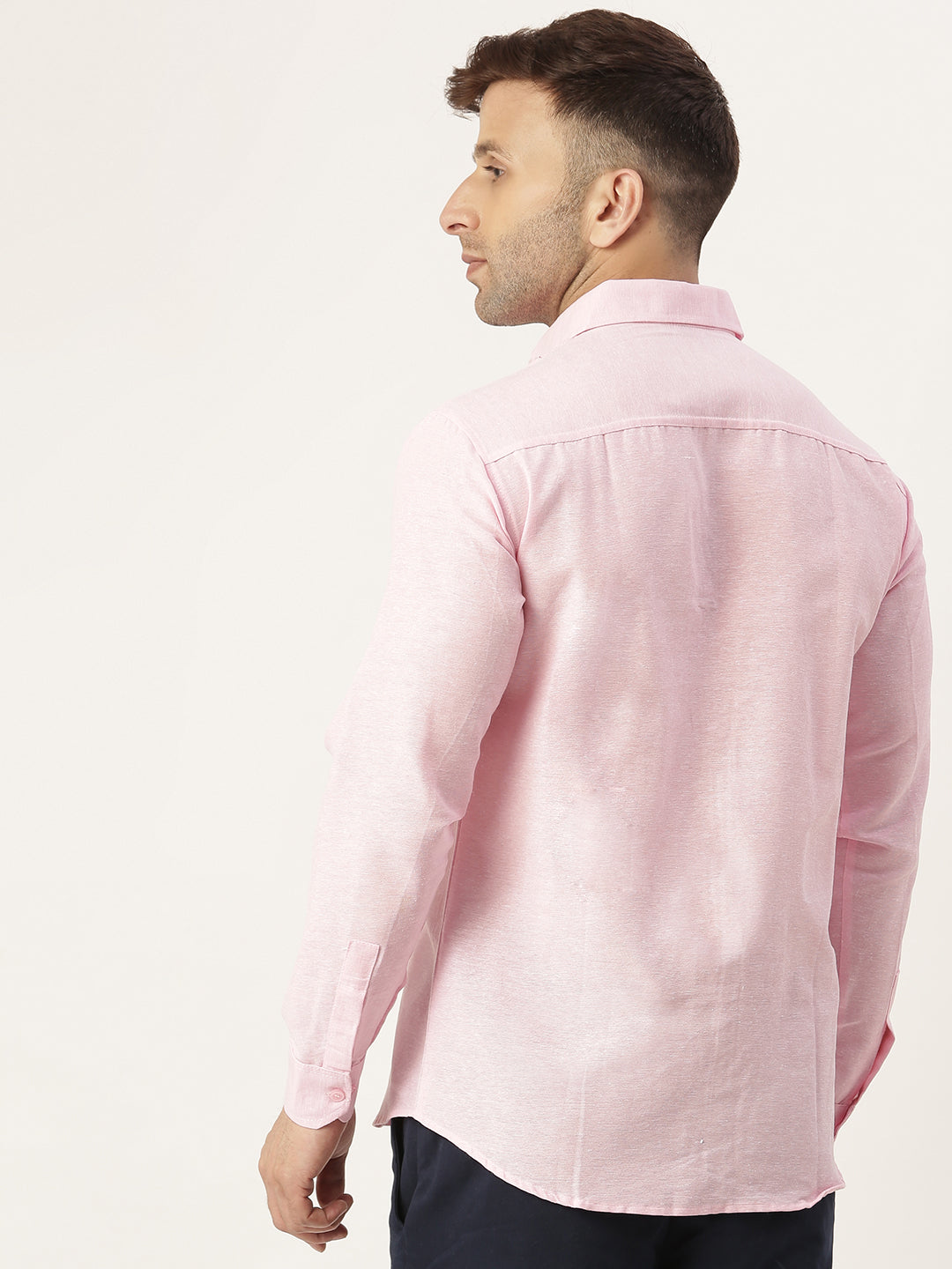 RIAG Pink Men's Full Sleeves Solid Shirt | Grocsy