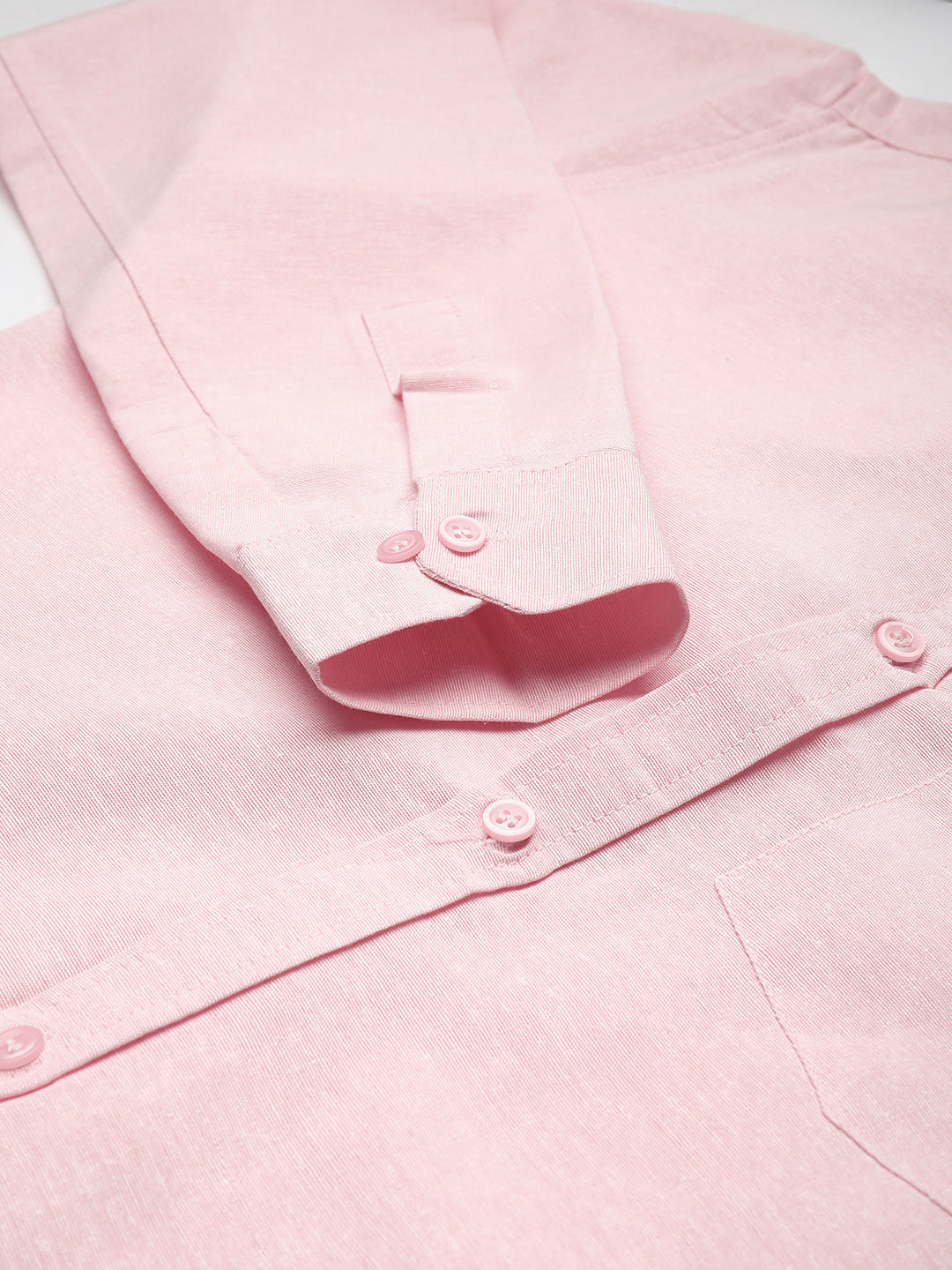 RIAG Pink Men's Full Sleeves Solid Shirt | Grocsy