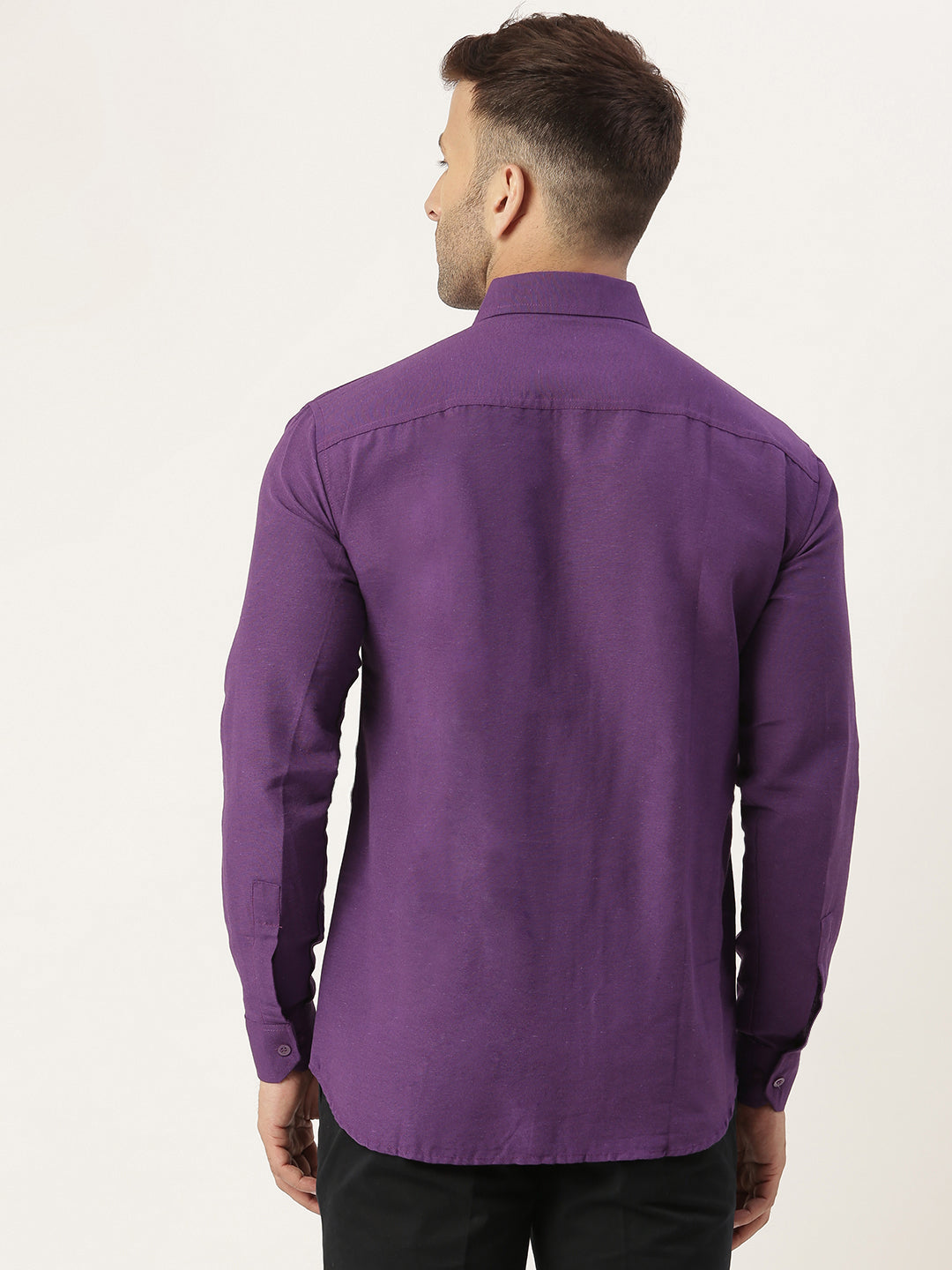 RIAG Purple Men's Full Sleeves Solid Shirt | Grocsy