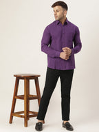 RIAG Purple Men's Full Sleeves Solid Shirt | Grocsy