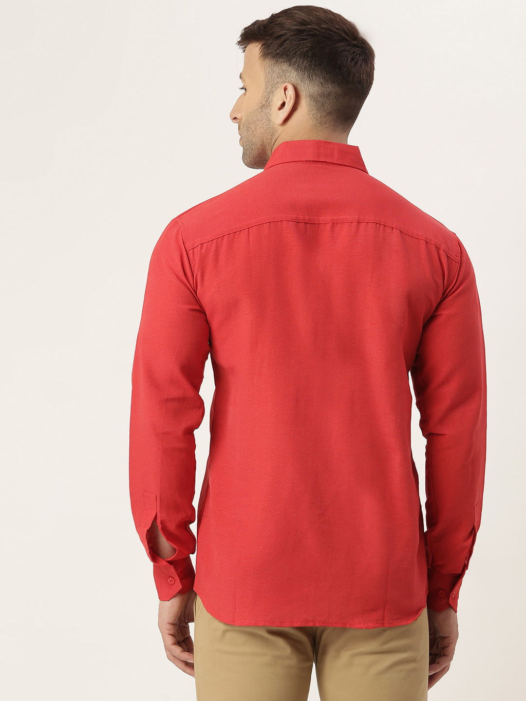 RIAG Red Men's Full Sleeves Solid Shirt | Grocsy