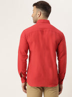 RIAG Red Men's Full Sleeves Solid Shirt | Grocsy