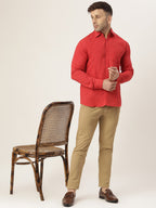 RIAG Red Men's Full Sleeves Solid Shirt | Grocsy
