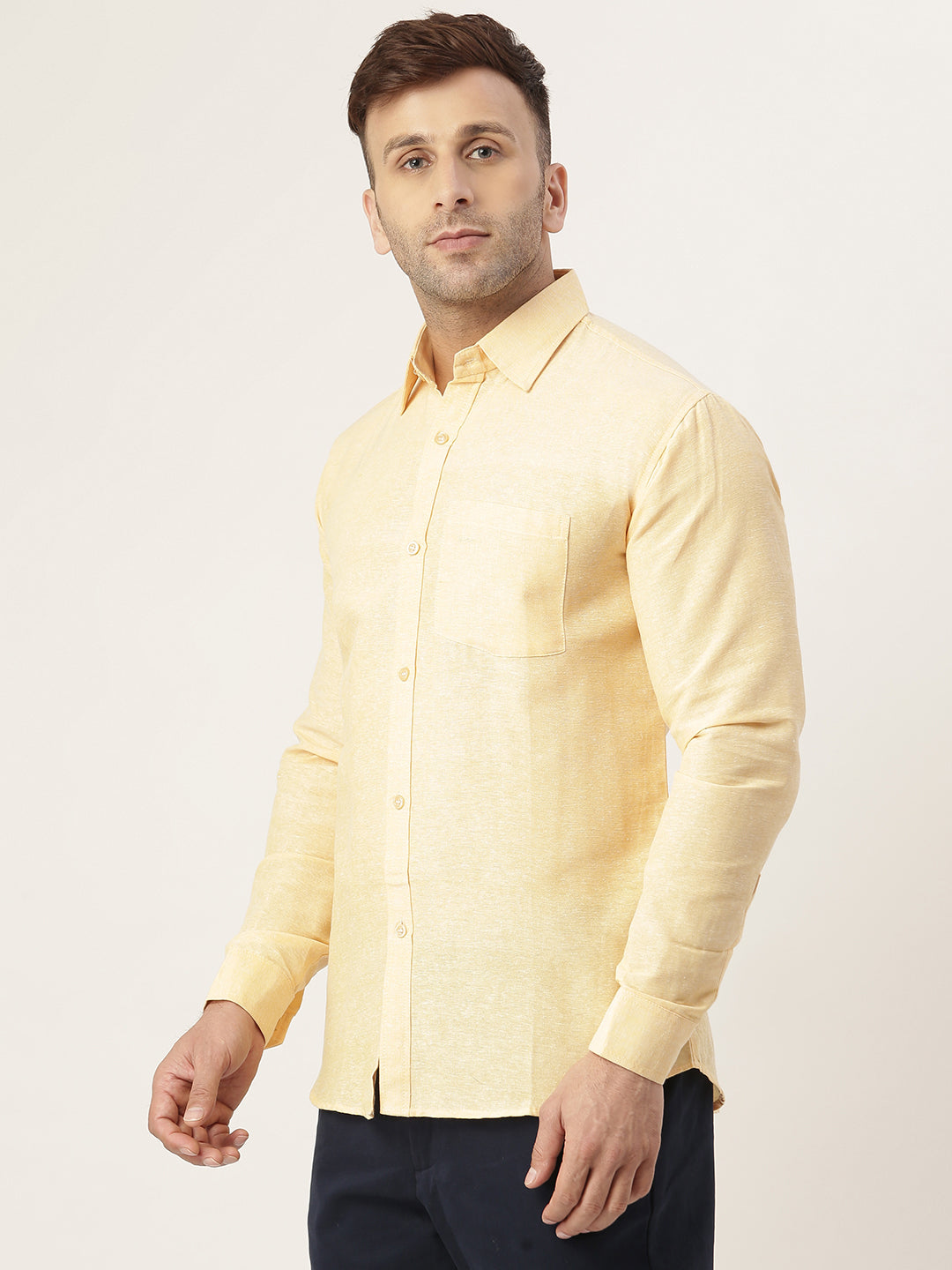 RIAG Beige Men's Full Sleeves Solid Shirt | Grocsy