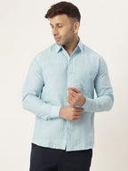 RIAG Light Blue Men's Full Sleeves Solid Shirt | Grocsy