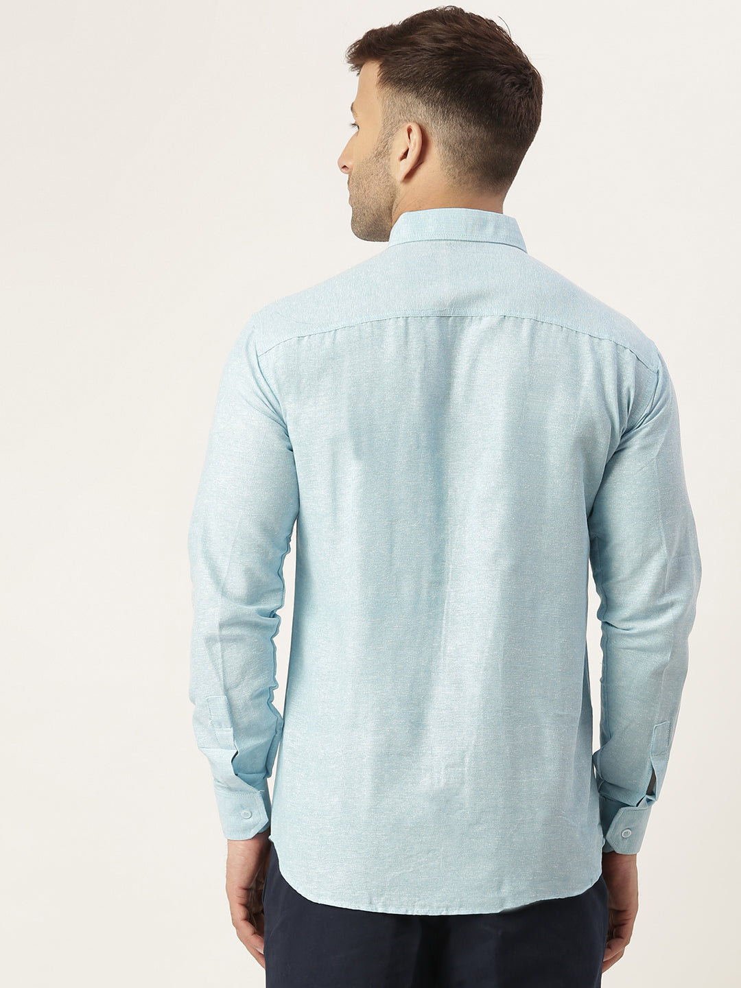 RIAG Light Blue Men's Full Sleeves Solid Shirt | Grocsy