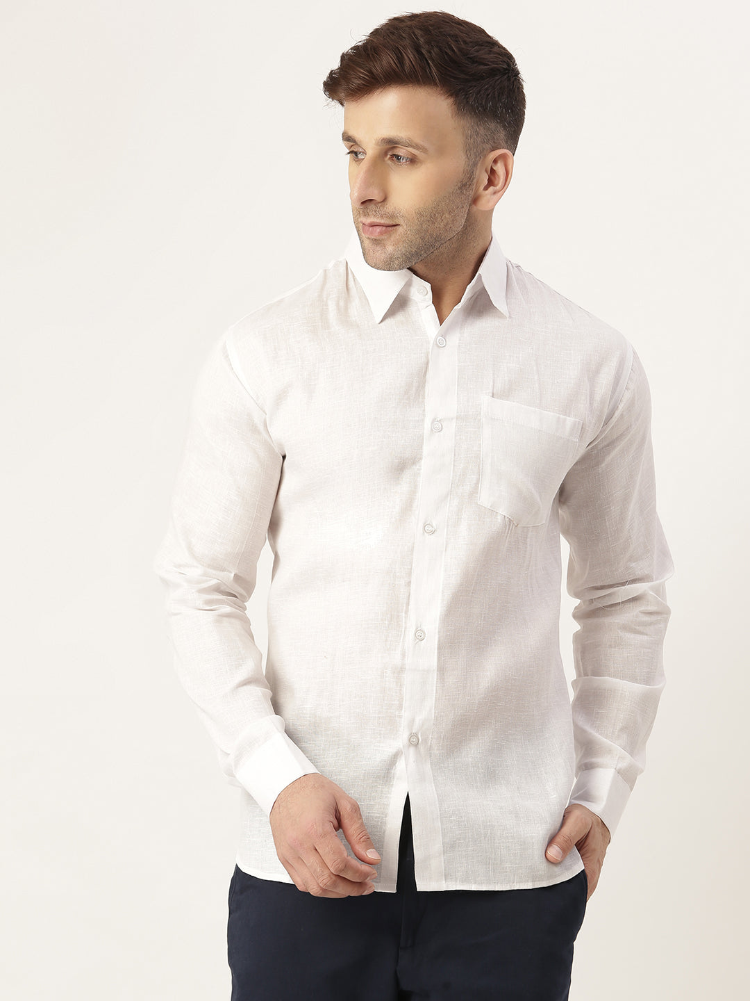 RIAG White Men's Full Sleeves Solid Shirt | Grocsy
