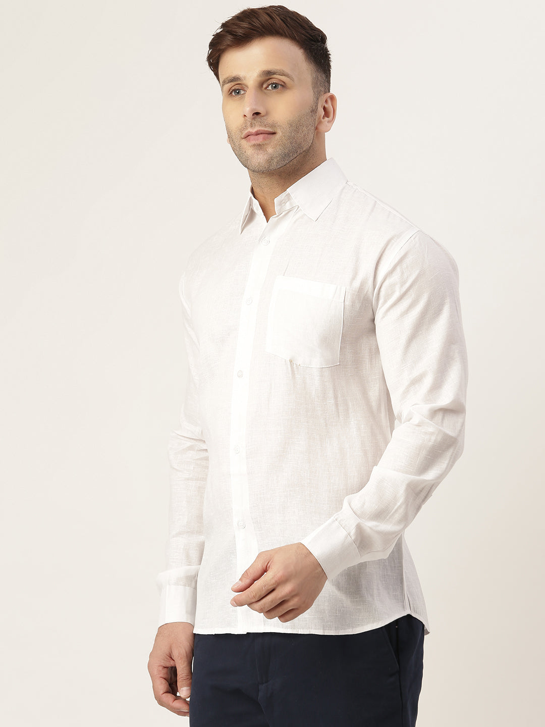 RIAG White Men's Full Sleeves Solid Shirt | Grocsy
