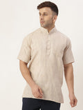 RIAG Men's Beige Cotton Long Ethnic Kurta | Grocsy