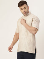 RIAG Men's Beige Cotton Long Ethnic Kurta | Grocsy