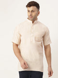RIAG Men's Beige Cotton Short Ethnic Kurta | Grocsy