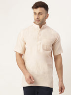 RIAG Men's Beige Cotton Short Ethnic Kurta | Grocsy