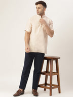 RIAG Men's Beige Cotton Short Ethnic Kurta | Grocsy