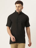 RIAG Men's Black Cotton Short Ethnic Kurta | Grocsy