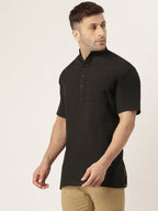 RIAG Men's Black Cotton Short Ethnic Kurta | Grocsy