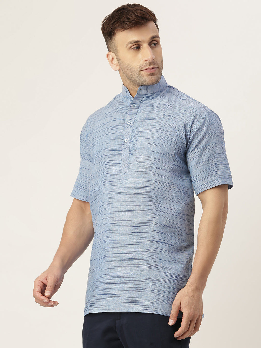 RIAG Men's Blue Cotton Long Ethnic Kurta | Grocsy