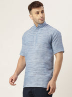 RIAG Men's Blue Cotton Long Ethnic Kurta | Grocsy