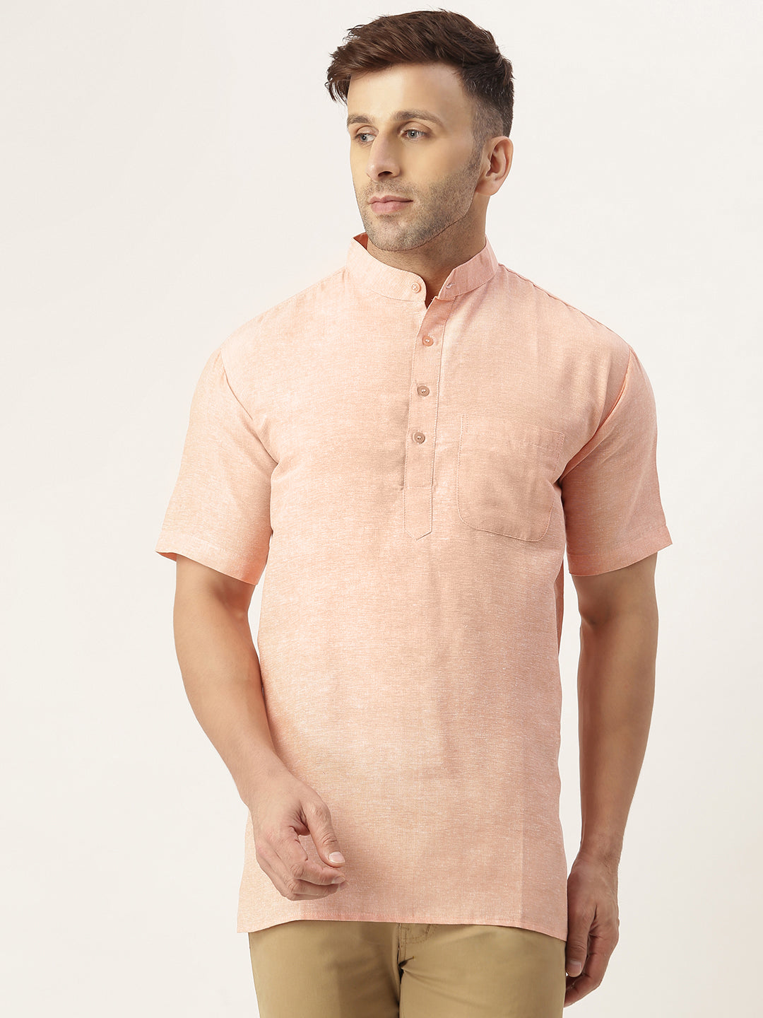 RIAG Men's Orange Cotton Short Ethnic Kurta | Grocsy
