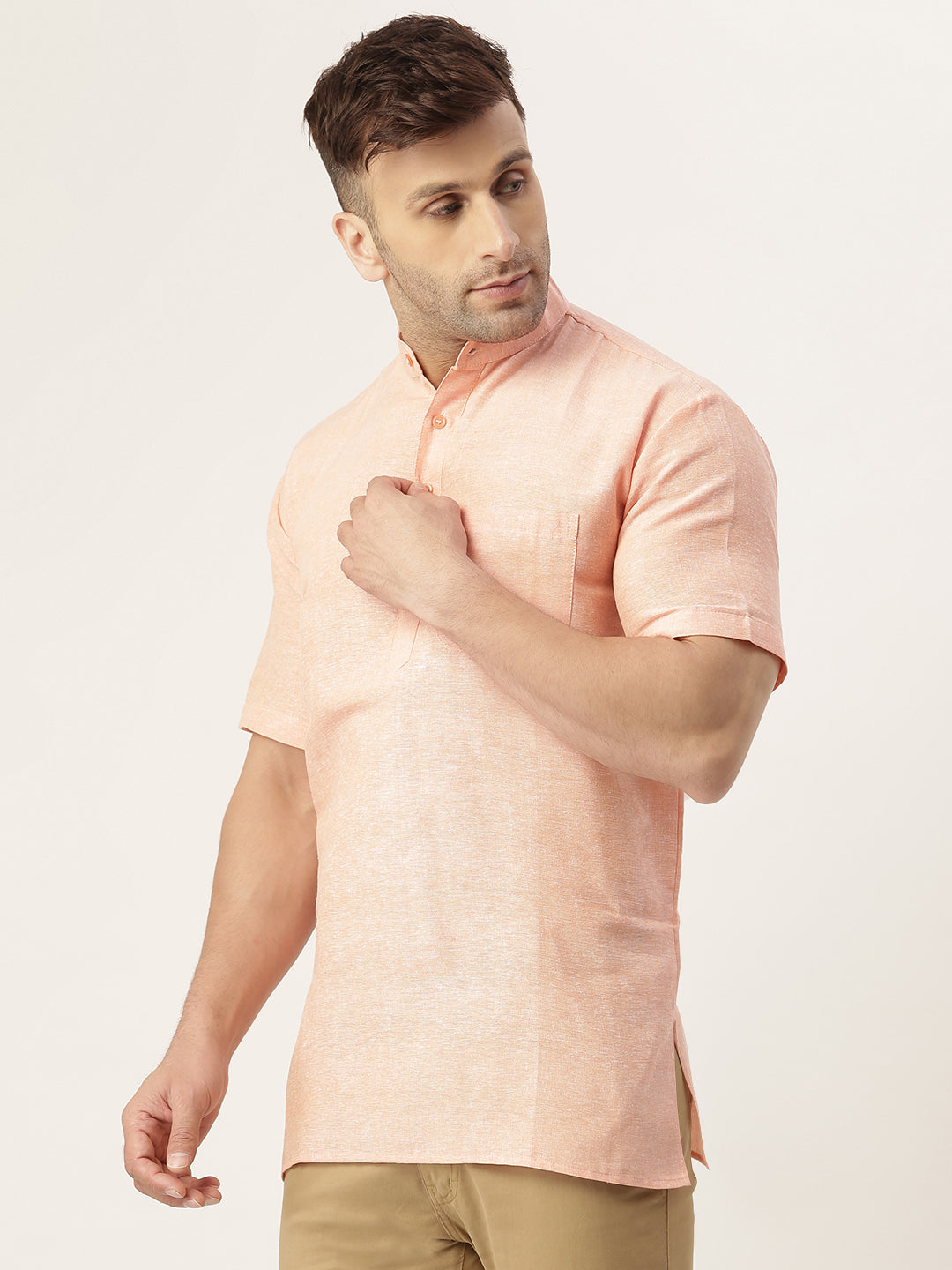 RIAG Men's Orange Cotton Short Ethnic Kurta | Grocsy