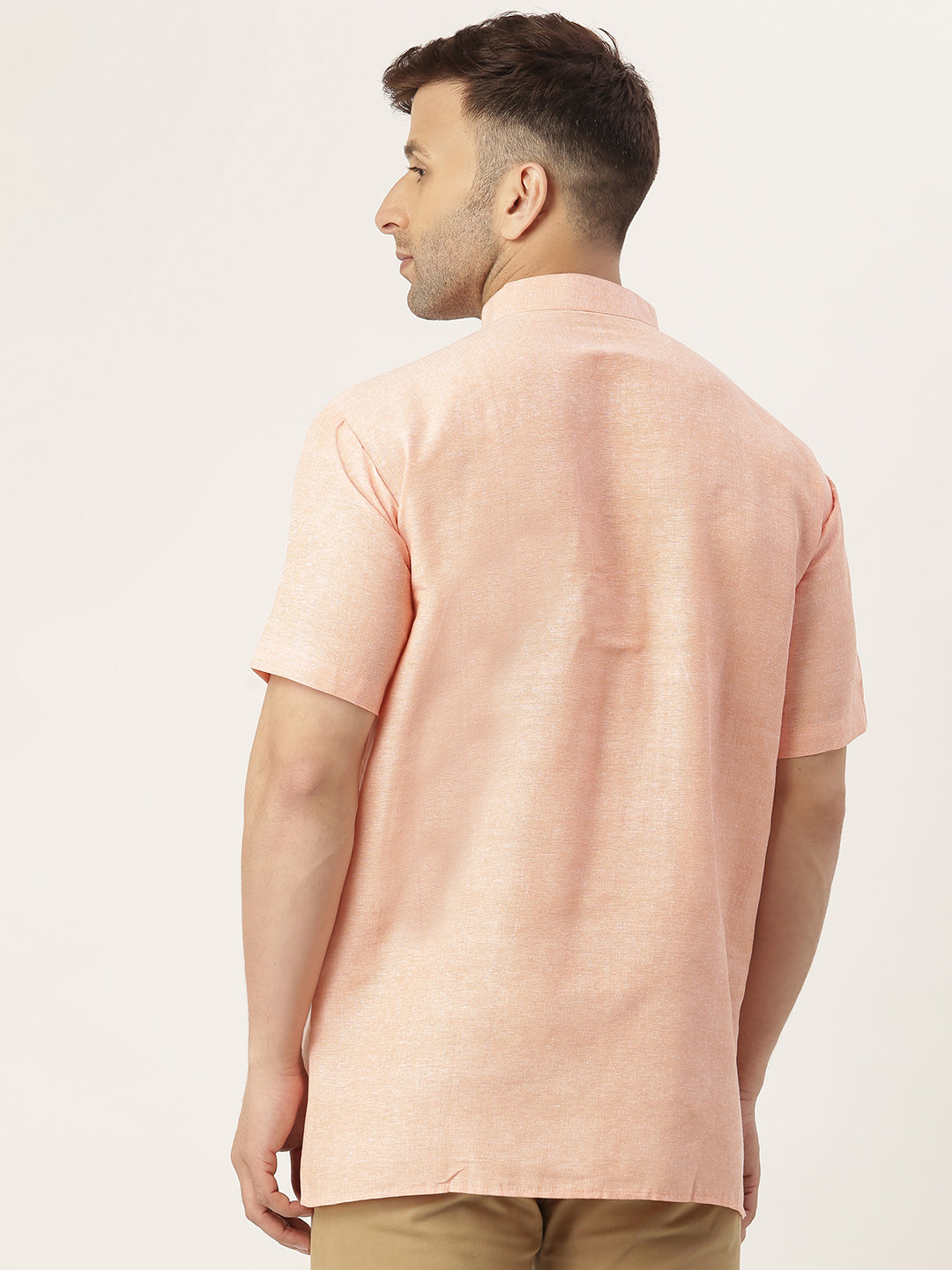 RIAG Men's Orange Cotton Short Ethnic Kurta | Grocsy