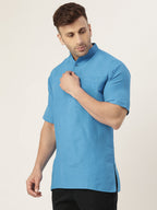 RIAG Men's Blue Cotton Short Ethnic Kurta | Grocsy