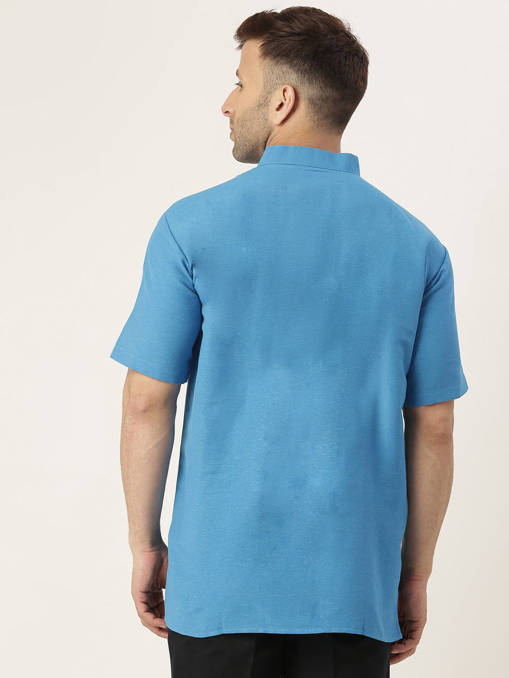 RIAG Men's Blue Cotton Short Ethnic Kurta | Grocsy