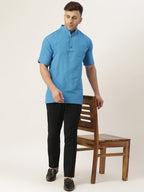 RIAG Men's Blue Cotton Short Ethnic Kurta | Grocsy