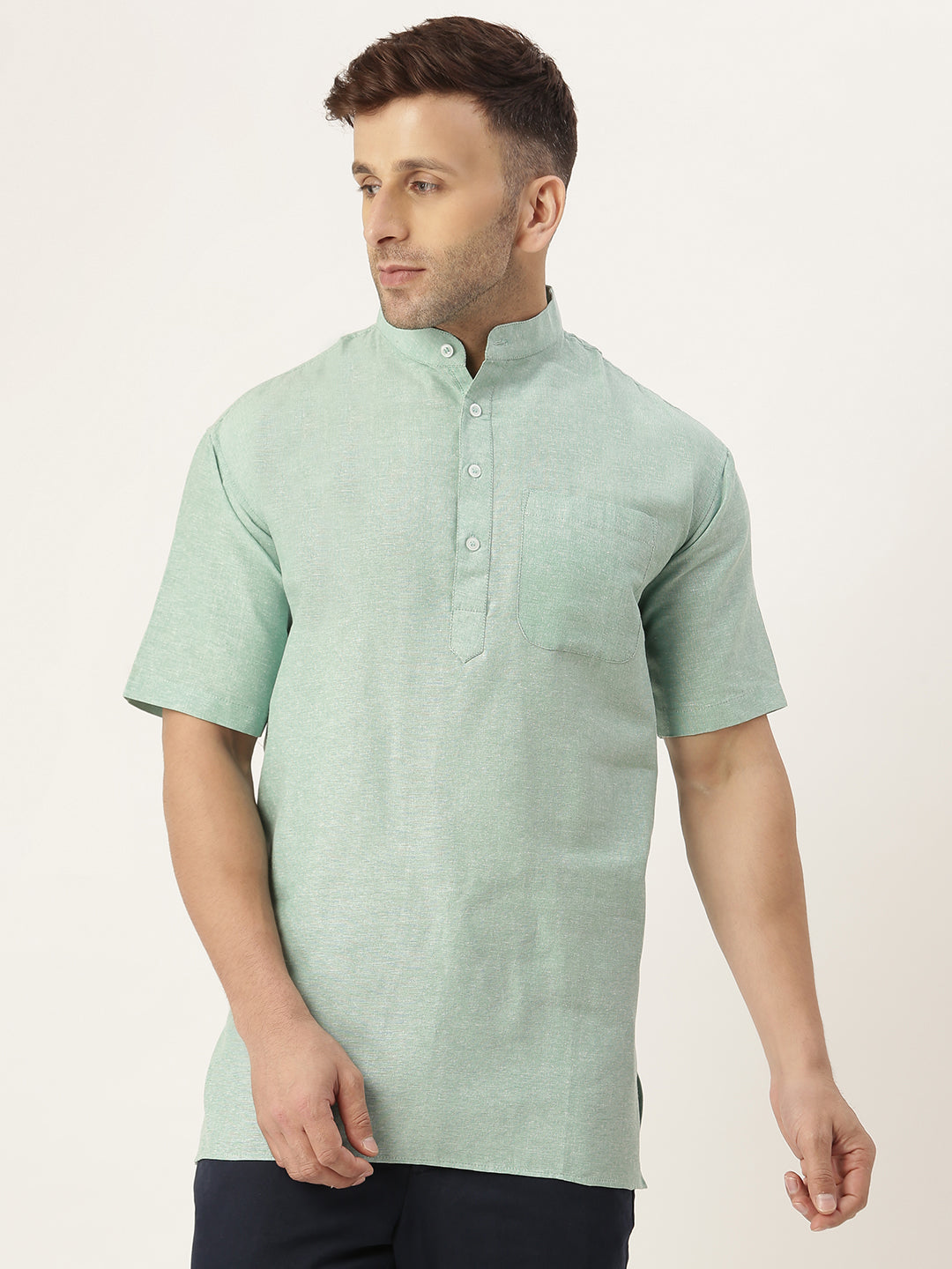 RIAG Men's Green Cotton Short Ethnic Kurta | Grocsy