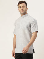RIAG Men's Grey Cotton Long Ethnic Kurta | Grocsy
