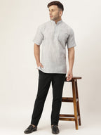 RIAG Men's Grey Cotton Long Ethnic Kurta | Grocsy
