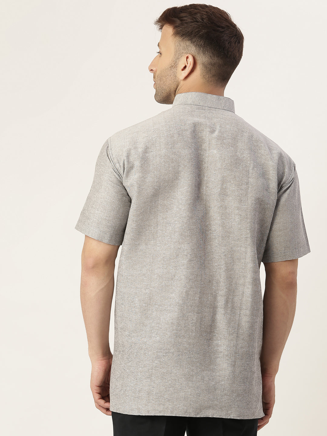 RIAG Men's Grey Cotton Short Ethnic Kurta | Grocsy