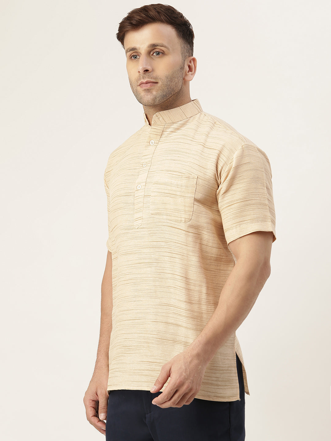 RIAG Men's Beige Cotton Long Ethnic Kurta | Grocsy