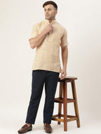 RIAG Men's Beige Cotton Long Ethnic Kurta | Grocsy