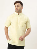 RIAG Men's Yellow Cotton Short Ethnic Kurta | Grocsy