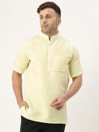 RIAG Men's Yellow Cotton Short Ethnic Kurta | Grocsy