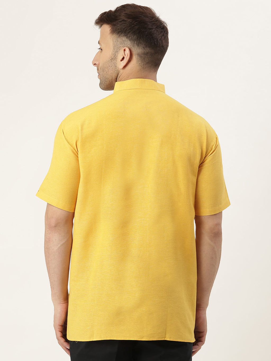 RIAG Men's Yellow Cotton Short Ethnic Kurta | Grocsy