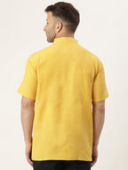 RIAG Men's Yellow Cotton Short Ethnic Kurta | Grocsy