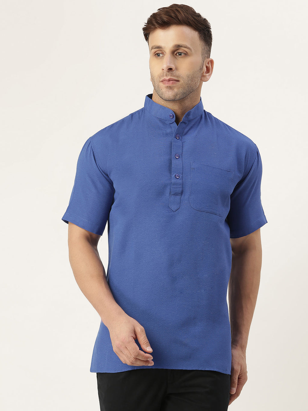 RIAG Men's Navy blue Cotton Short Ethnic Kurta | Grocsy