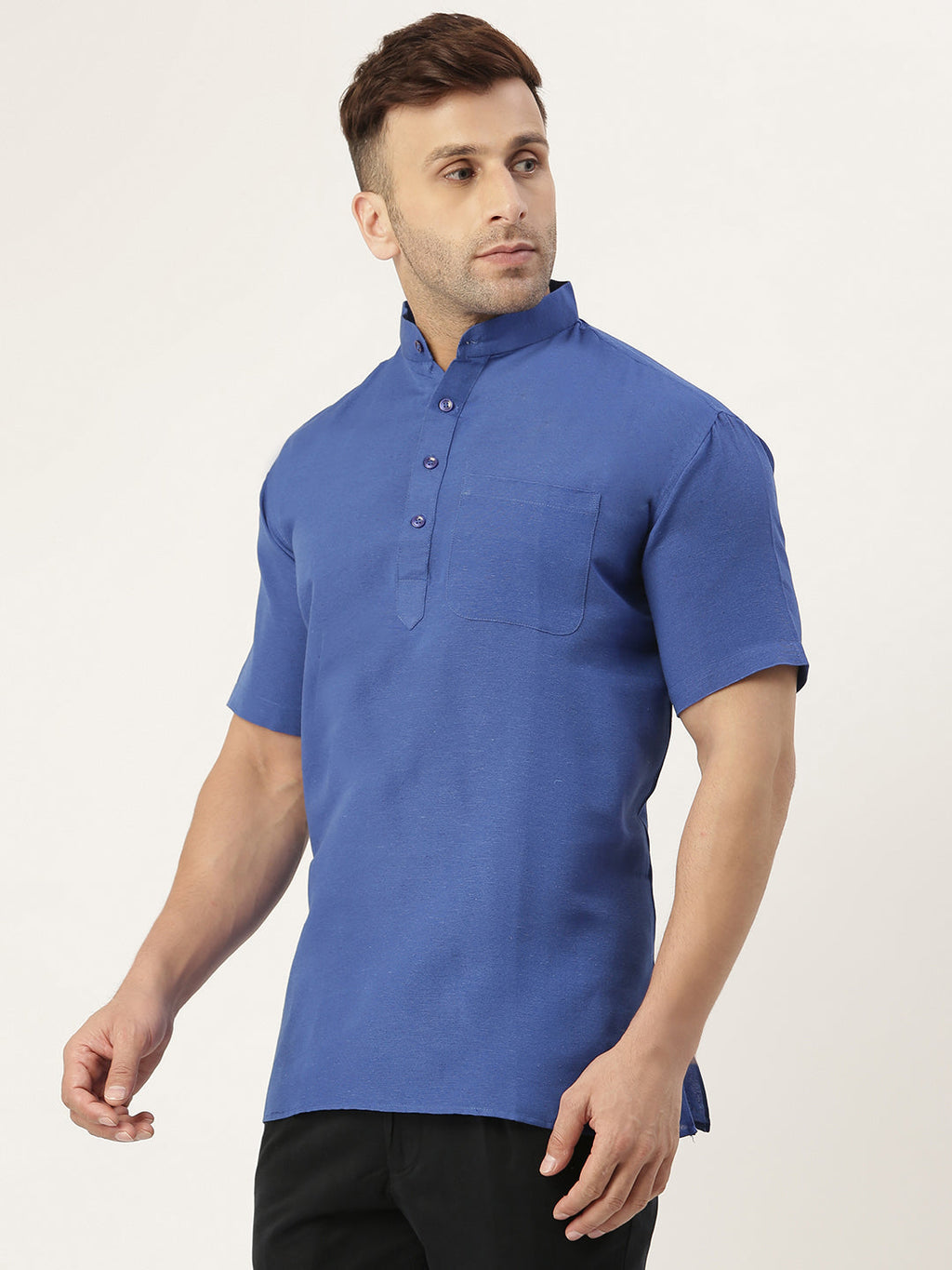 RIAG Men's Navy blue Cotton Short Ethnic Kurta | Grocsy