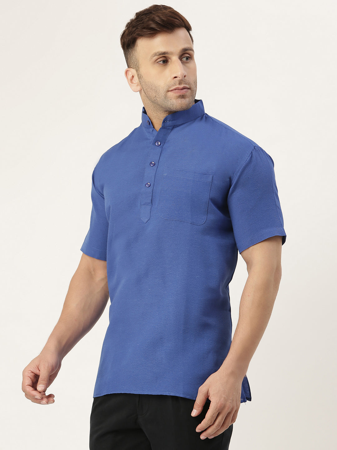 RIAG Men's Navy blue Cotton Short Ethnic Kurta | Grocsy