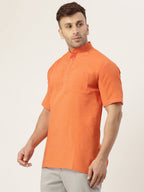 RIAG Men's Orange Cotton Short Ethnic Kurta | Grocsy