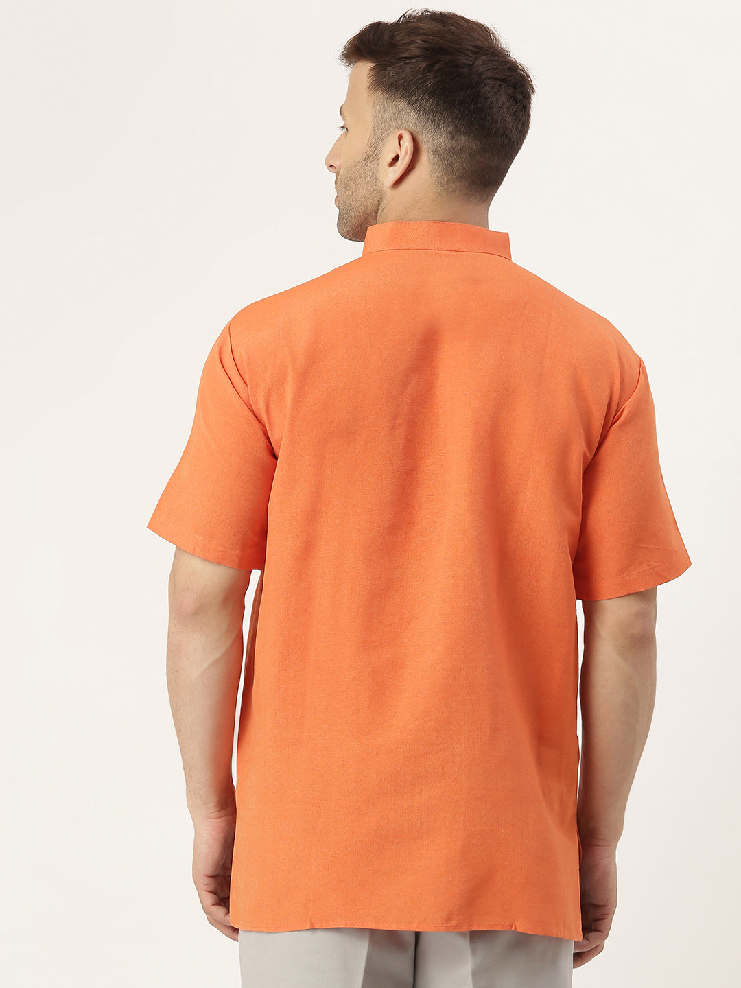 RIAG Men's Orange Cotton Short Ethnic Kurta | Grocsy