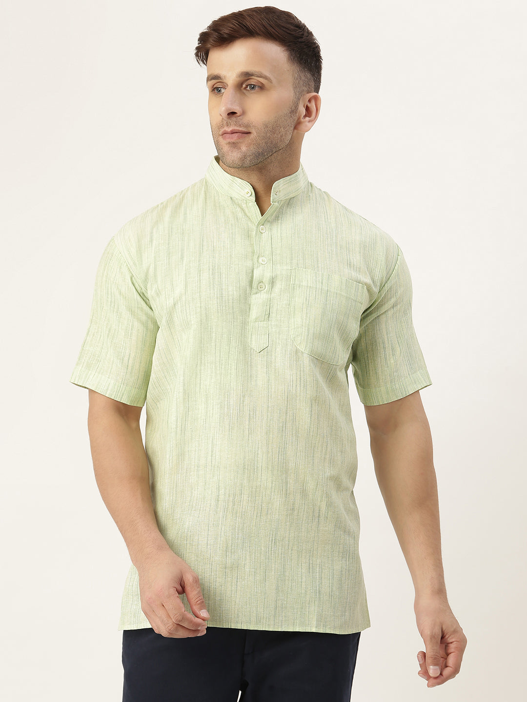 RIAG Men's Green Cotton Long Ethnic Kurta | Grocsy